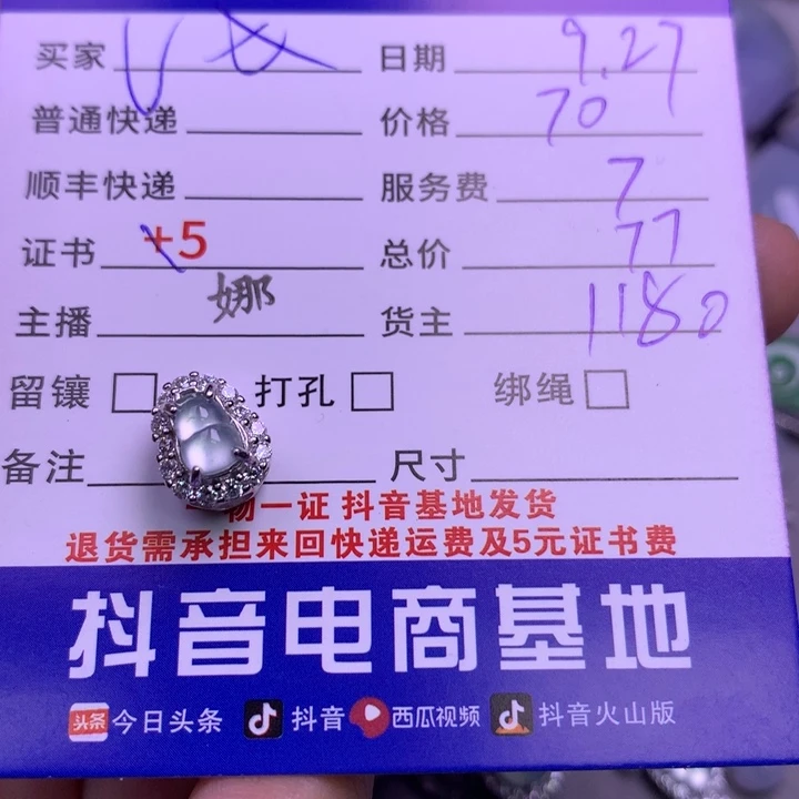 颈饰银S925镶嵌翡翠V**O