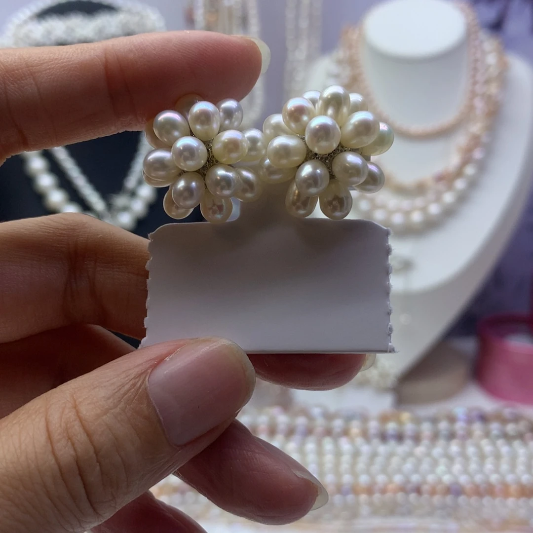 合金淡水珍珠耳饰