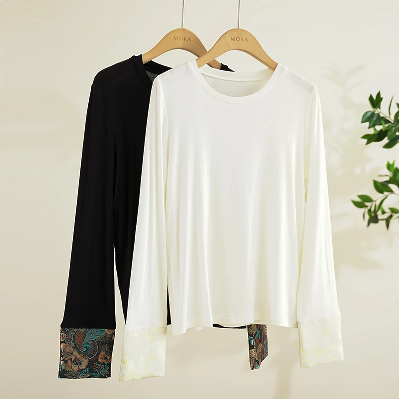 25年春款国风百搭基础圆领打底衫女士上衣（250038）20257