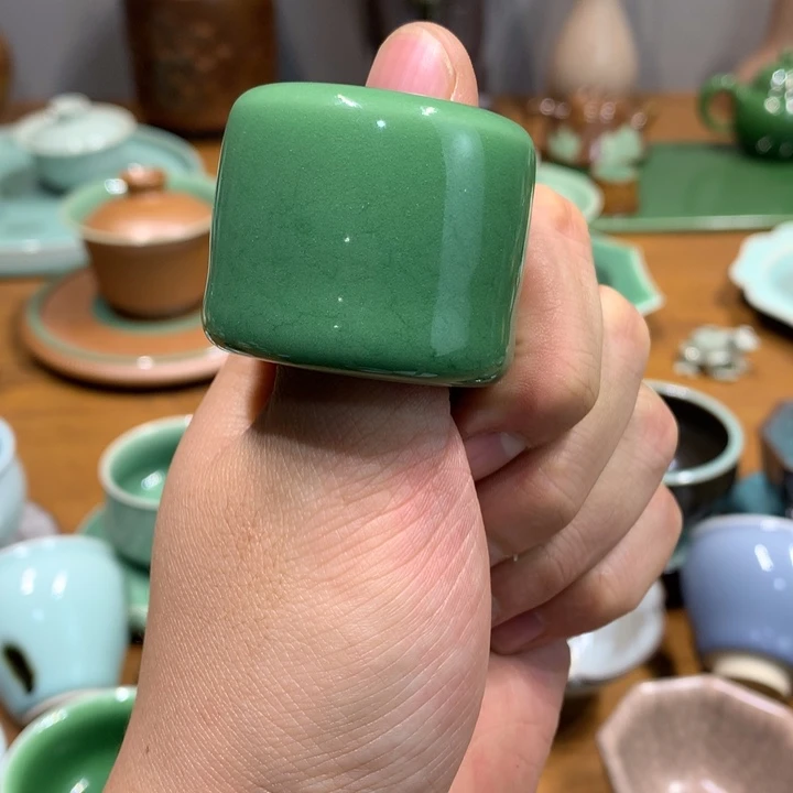 九***鹿龙泉青瓷手工扳指微瑕