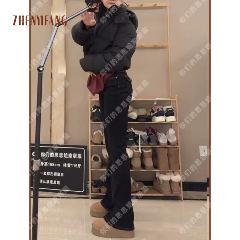 ZHENYIFANG/真衣坊弹力修身显瘦微喇牛仔裤女喇叭马蹄裤