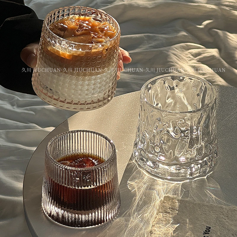 不规则浓缩冰美式拿铁杯咖啡杯牛奶冷萃杯饮品杯威士忌酒杯玻璃杯