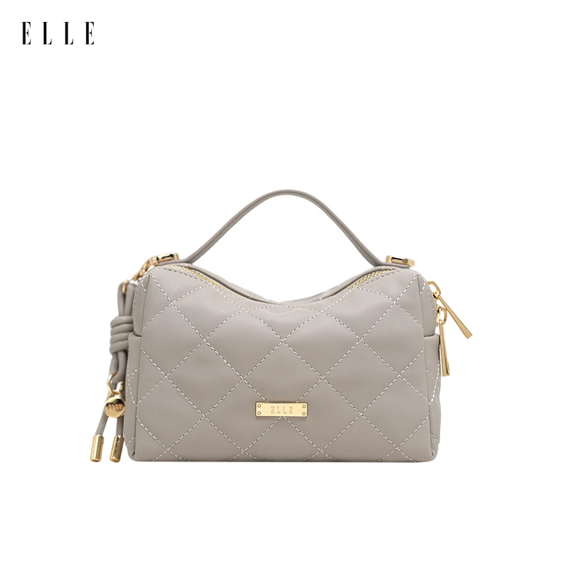 ELLE25年新款爆款女士包包时尚复古菱格手拎包包夏天百搭气质女包