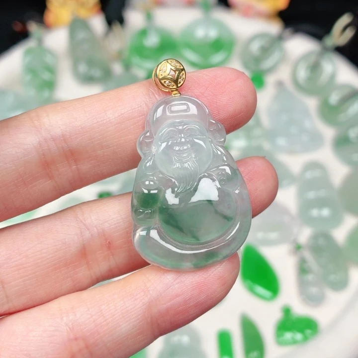 颈饰18K金镶嵌翡翠缅甸天然A货翡翠