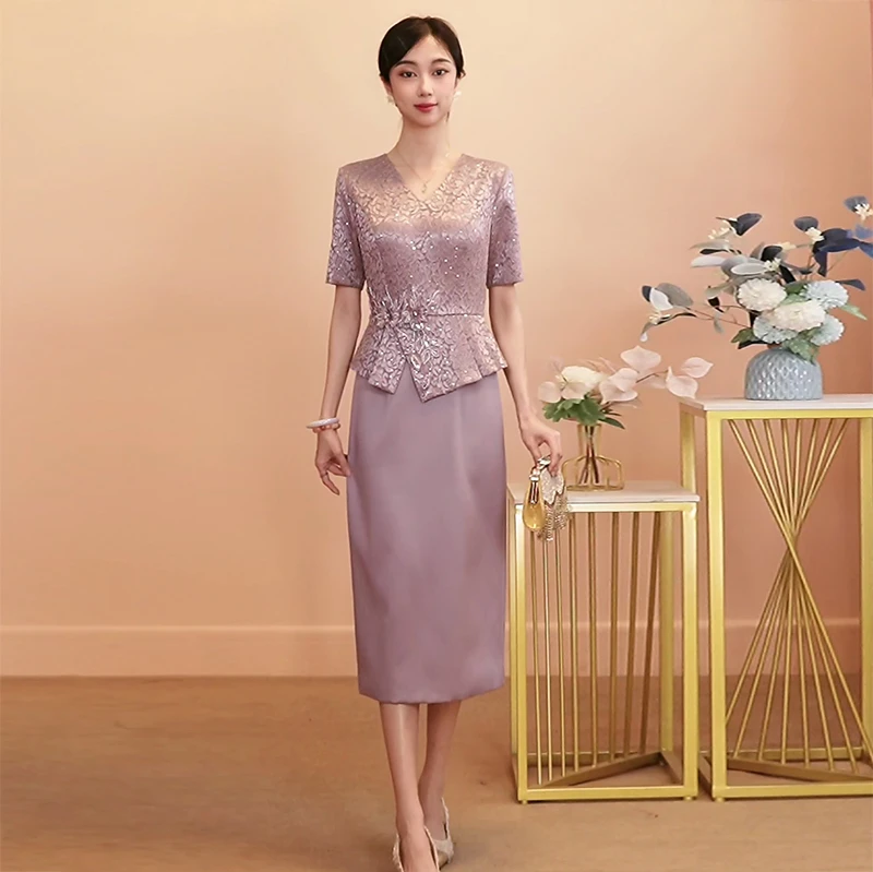 喜婆婆妈妈装2025新款爆款喜妈妈显瘦遮肚婚礼服婚宴装洋气秋装