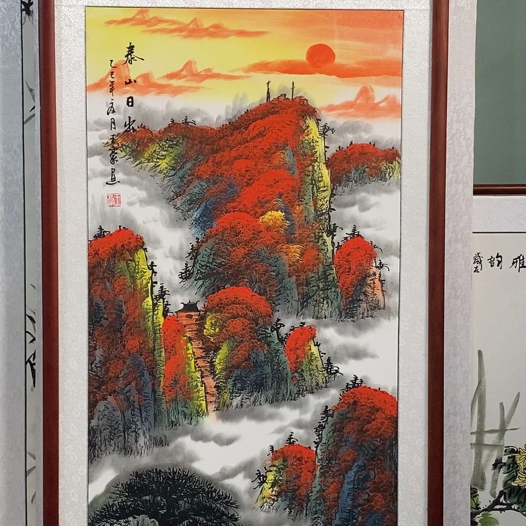 国画带框尺寸62✖️122厘米手绘包邮