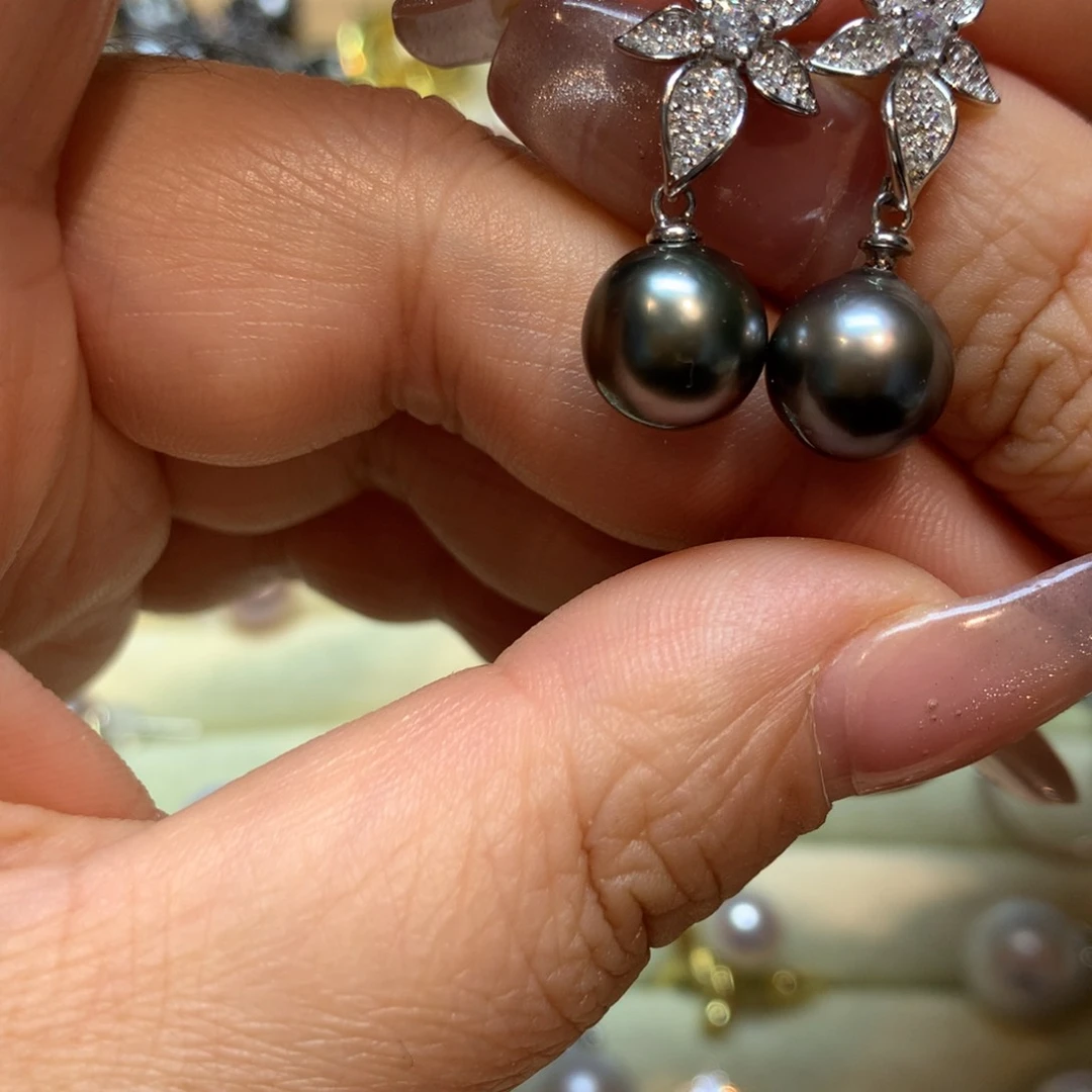海水珍珠耳饰银S925镶嵌