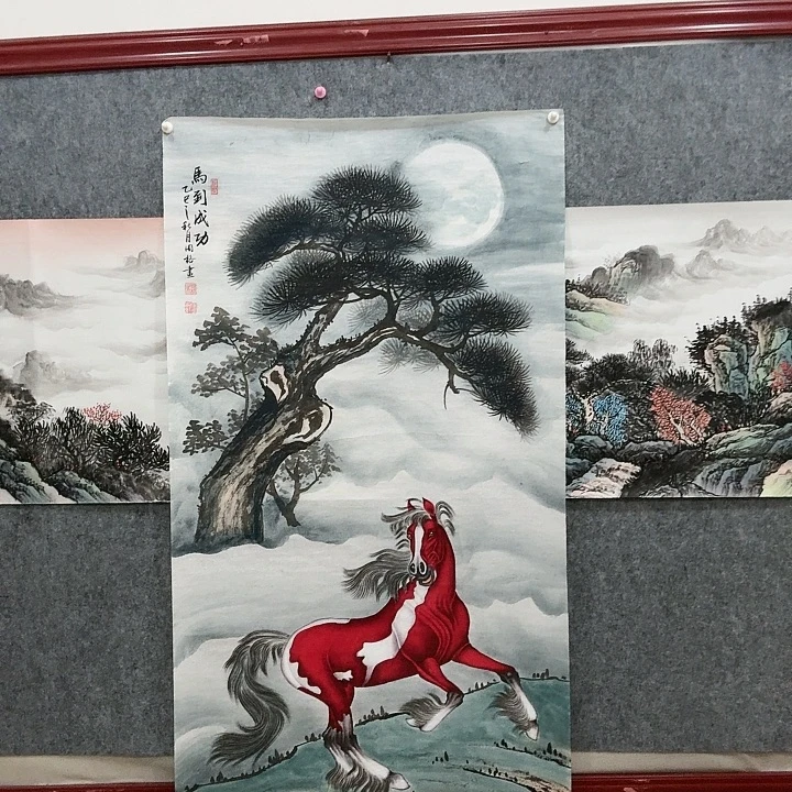 国画手绘国画马到成功