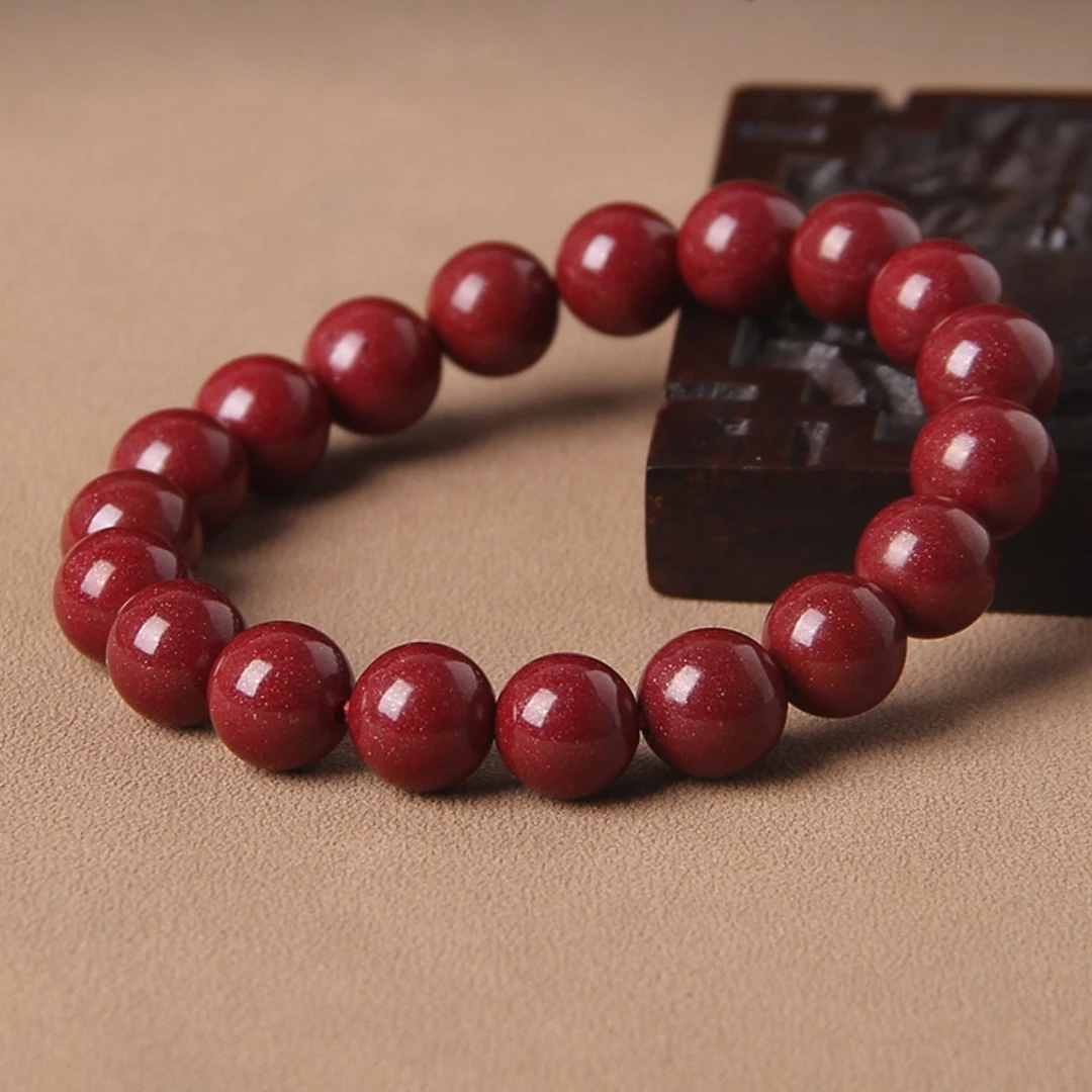 含辰砂工艺品天然原矿朱砂手串高含量紫金砂手链本命年