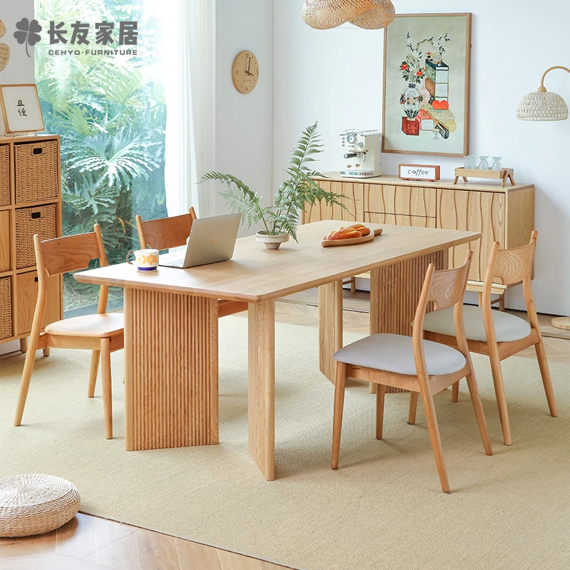 金山大板桌客厅家用餐桌方形大书桌白蜡木长条桌吃饭桌大型洽谈桌