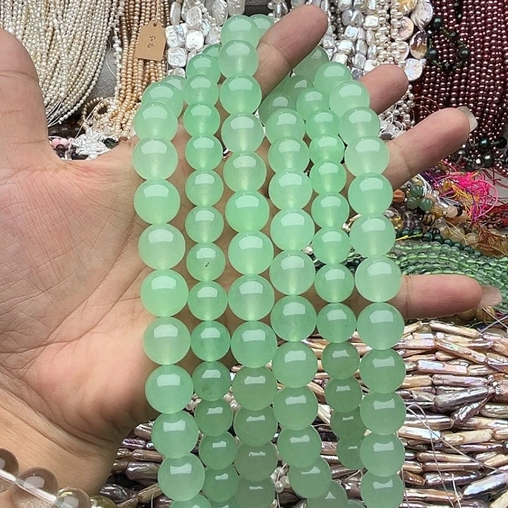 玛瑙/玉髓未镶嵌珠宝半成品一条14mm翠玉