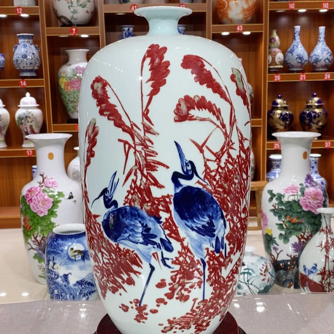 摆件用****1青花釉里红，路路高升