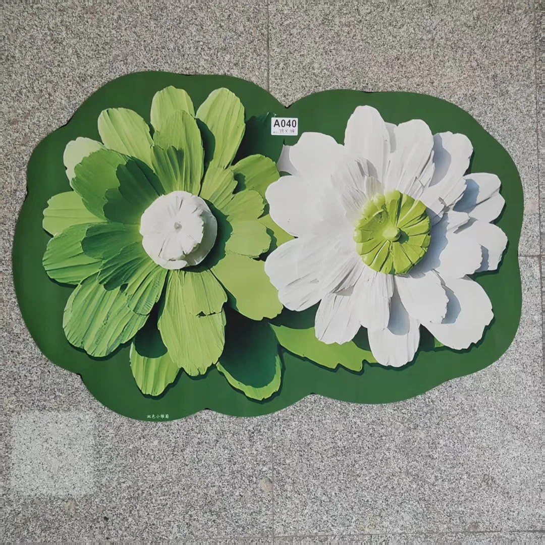 荷花图案硅藻泥地垫A040