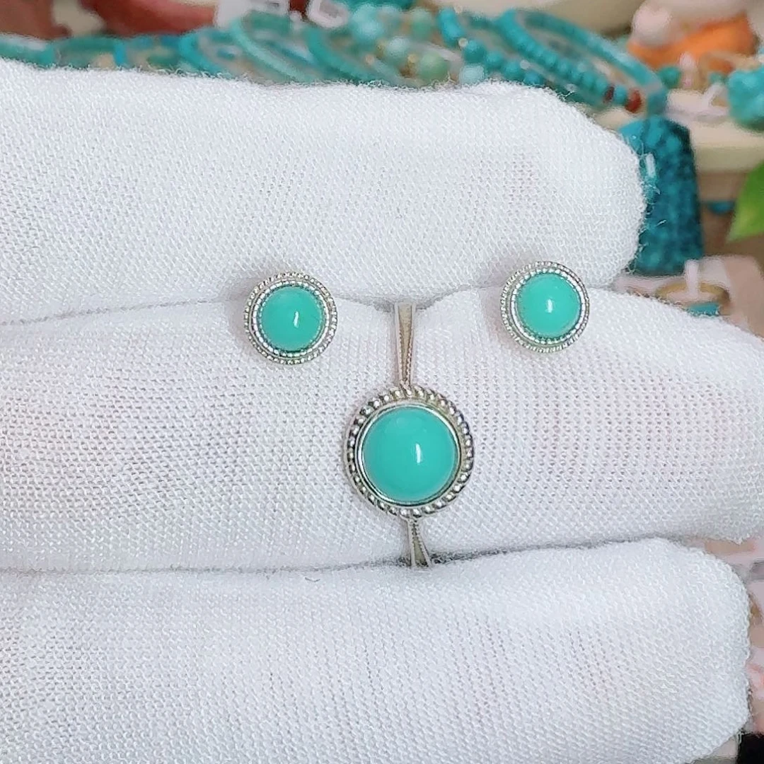 绿松石银S925镶嵌珠宝奇石