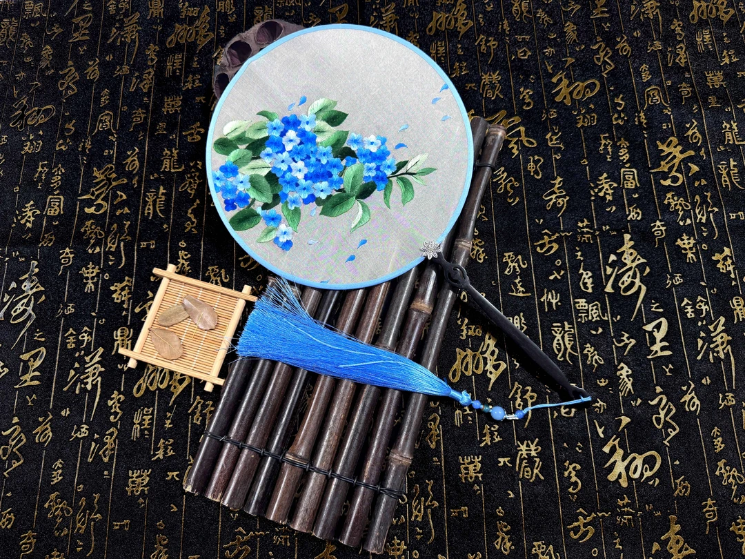 双面绣纯手工古风圆扇刺绣苏绣团扇汉服专用百搭舞蹈扇