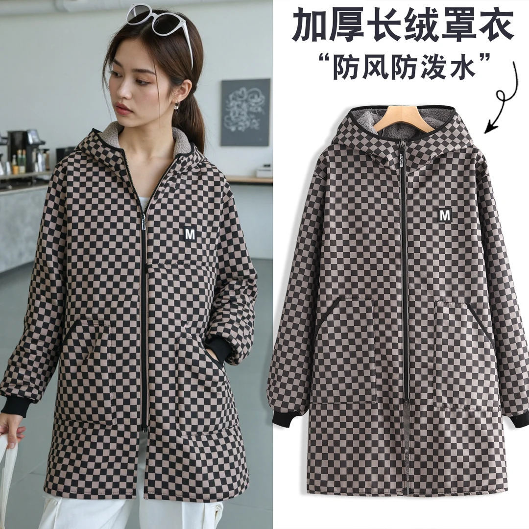 加绒加厚新款罩衣女成人防污保暖长袖围裙外穿秋冬大褂耐脏外套男