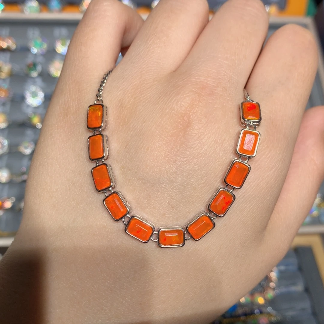 银S925镶嵌欧泊欧泊手链y