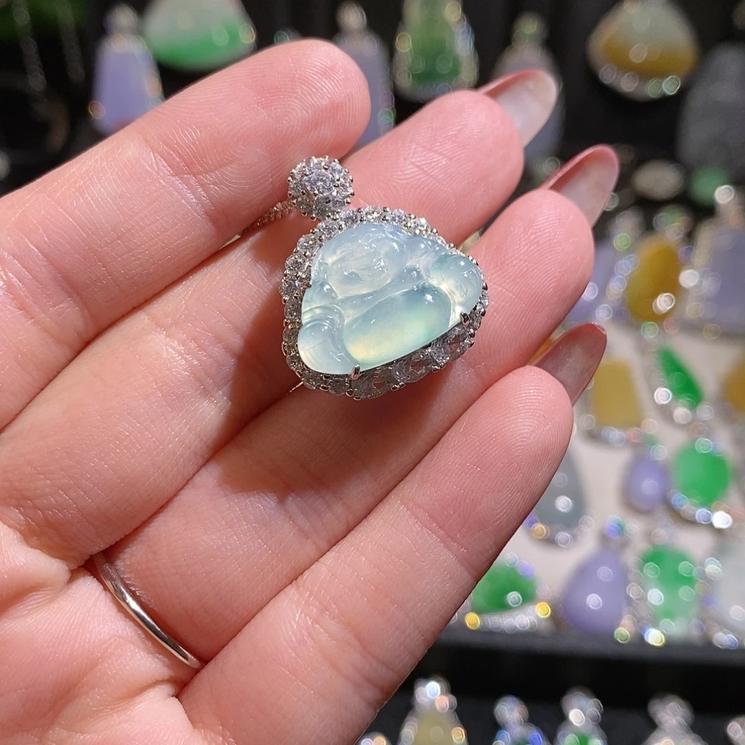 翡翠银S925镶嵌颈饰天然翡翠