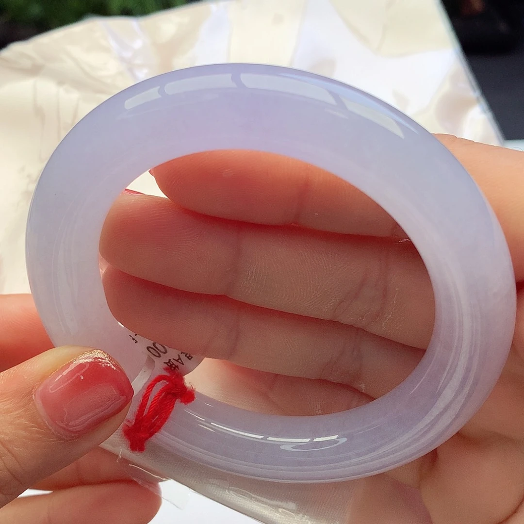 未镶嵌手镯翡翠5556圈口胖圆冰紫种色兼备8号