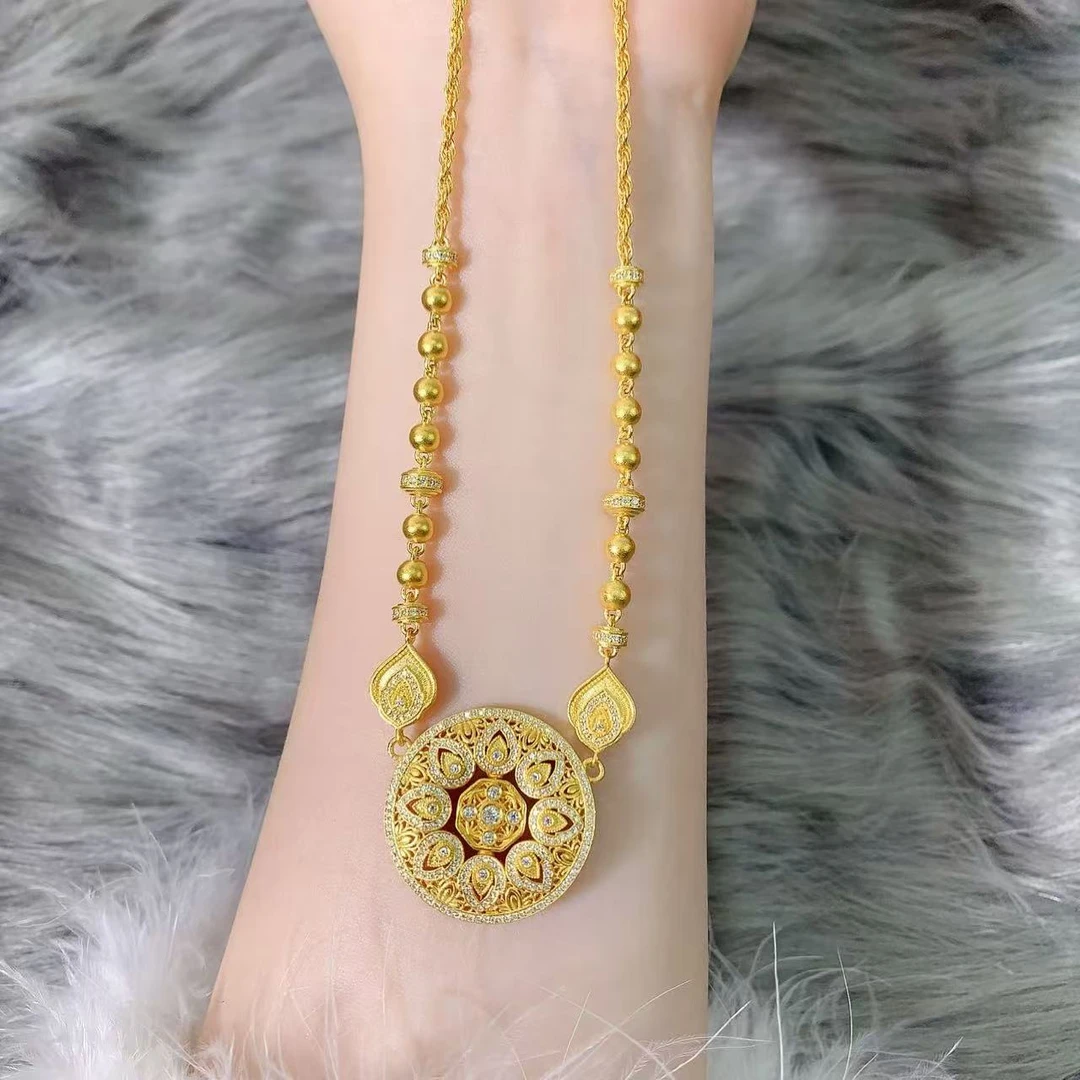 【伟新源】足金999 古法工艺 镶嵌繁花锦簇套链43.51克（附加1800）