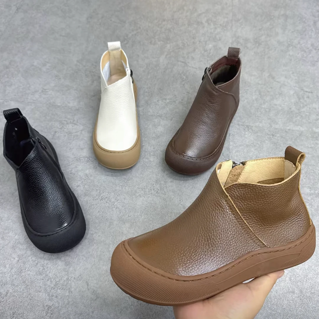 【单里/二棉】侧拉链拉链复古短靴7088/713秋季秋冬手工真皮女靴