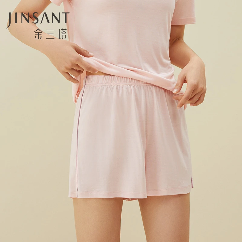 【金三塔官方】睡裤女真丝桑蚕丝休闲家居短裤舒适透薄款气居家春夏