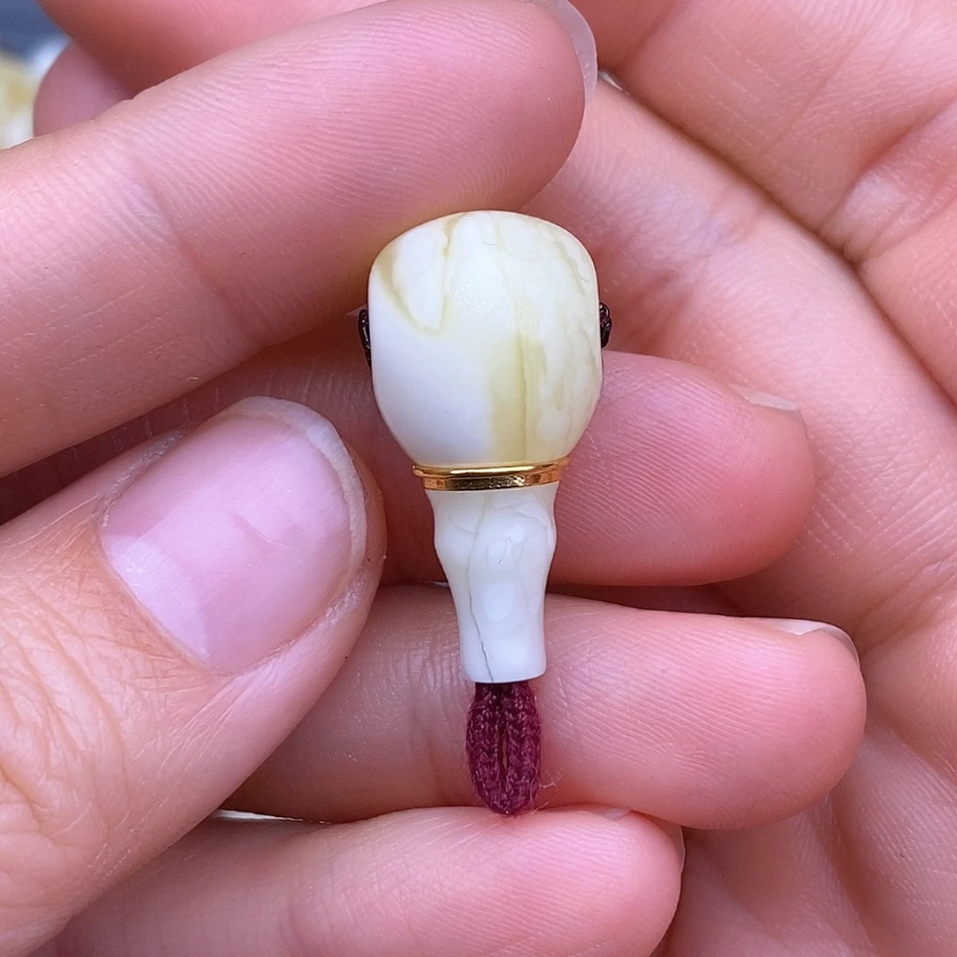 琥珀裸石18K金镶嵌12.5mm 蜜蜡金腰带三通