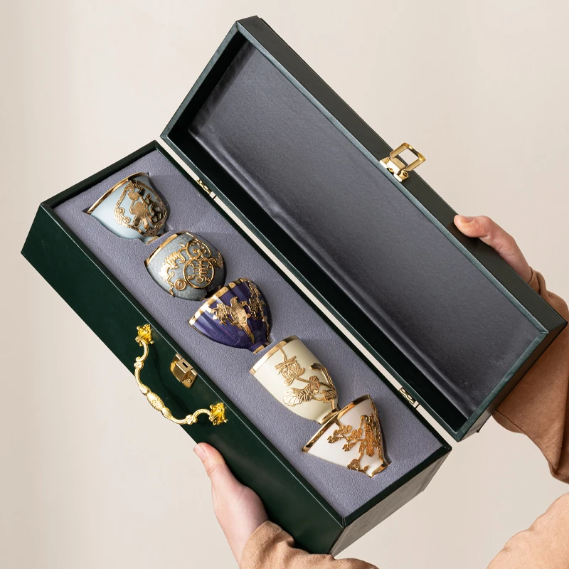 福贵绵延五大窑手工高端茶杯主人杯套装陶瓷茶具高档泡茶品茗杯