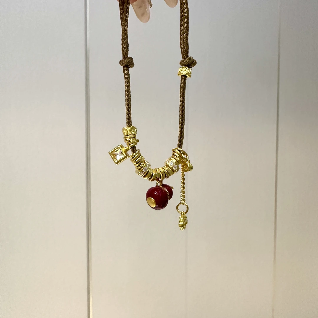 Z【红葫芦盘缠点钻手绳】足金999精工5G（附加298/88/0）