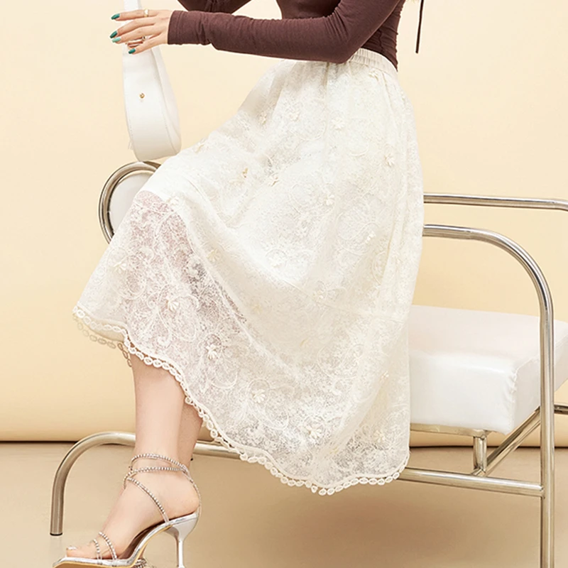 时尚纯色A字半身裙2025年夏季新款高腰修身显瘦百搭韩版中长裙子