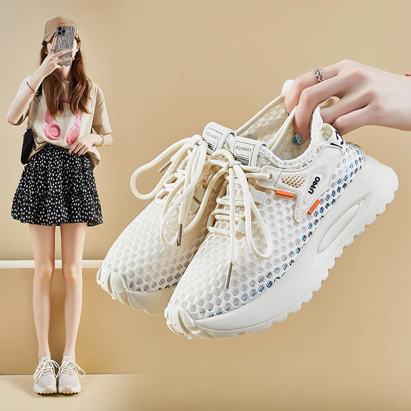 2025夏季新款网面飞织鞋女ins百搭透气软底轻便运动平底休闲鞋G23