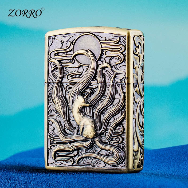 佐罗青铜小九尾盔甲打火机防风砂轮点火复古个性圣诞新年男士礼品