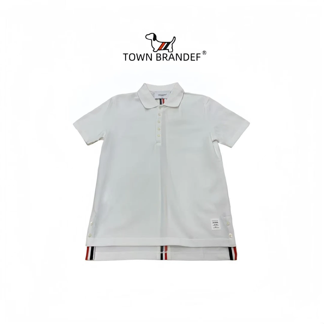 TOWN BRANDEF潮流翻领POLO衫撞色织带时尚百搭休闲短袖男女情侣款