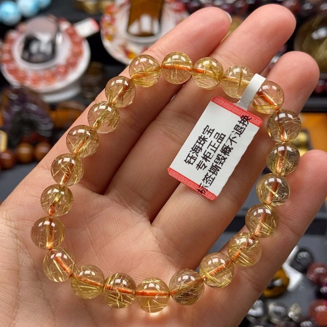 水晶金发晶手串未镶嵌木*8.6mm