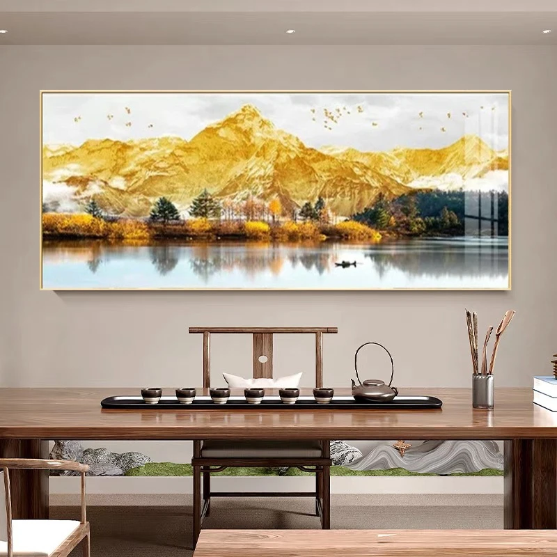 日照金山客厅装饰画寓意好现代轻奢一整副沙发背景墙挂画壁画背靠