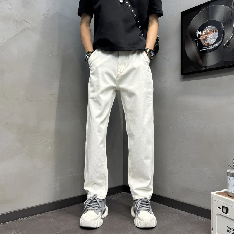 2025新款男士锥形直筒修身显瘦纯色简约秋冬款男士修身直筒牛仔裤