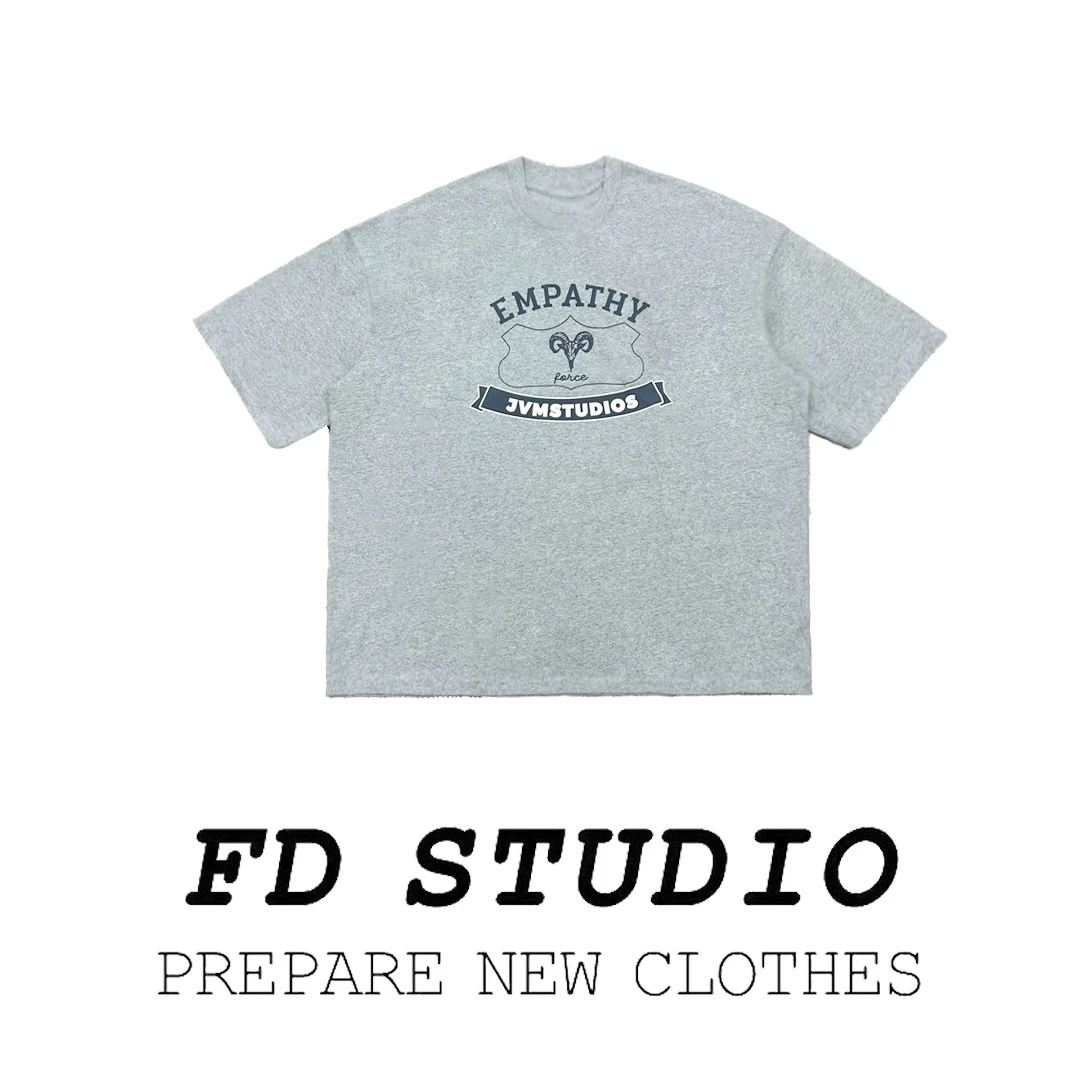 【梵町定制】FD26096美式复古洗水印花羊羊短袖T恤