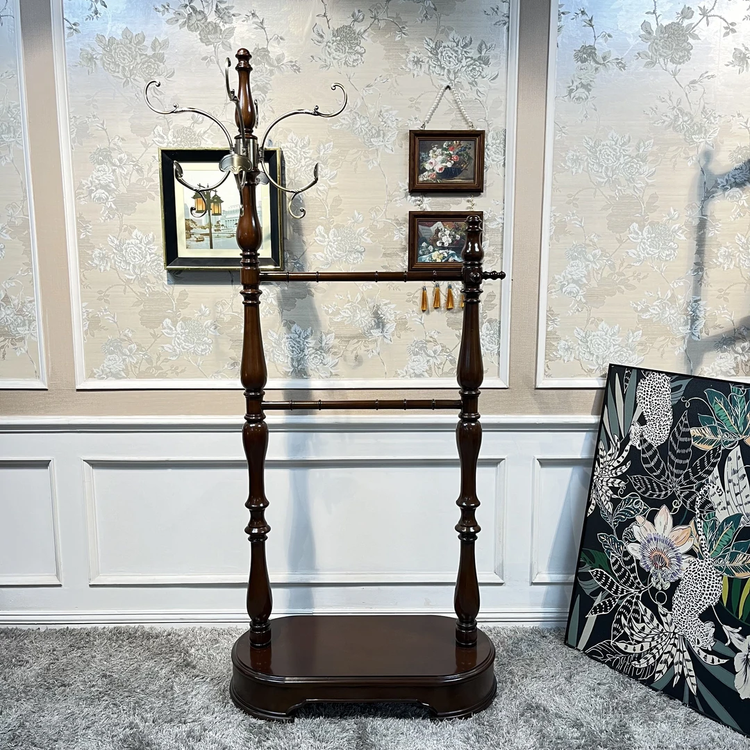 美式挂衣架全实木简约复古风主卧室实木入户衣帽架全落地