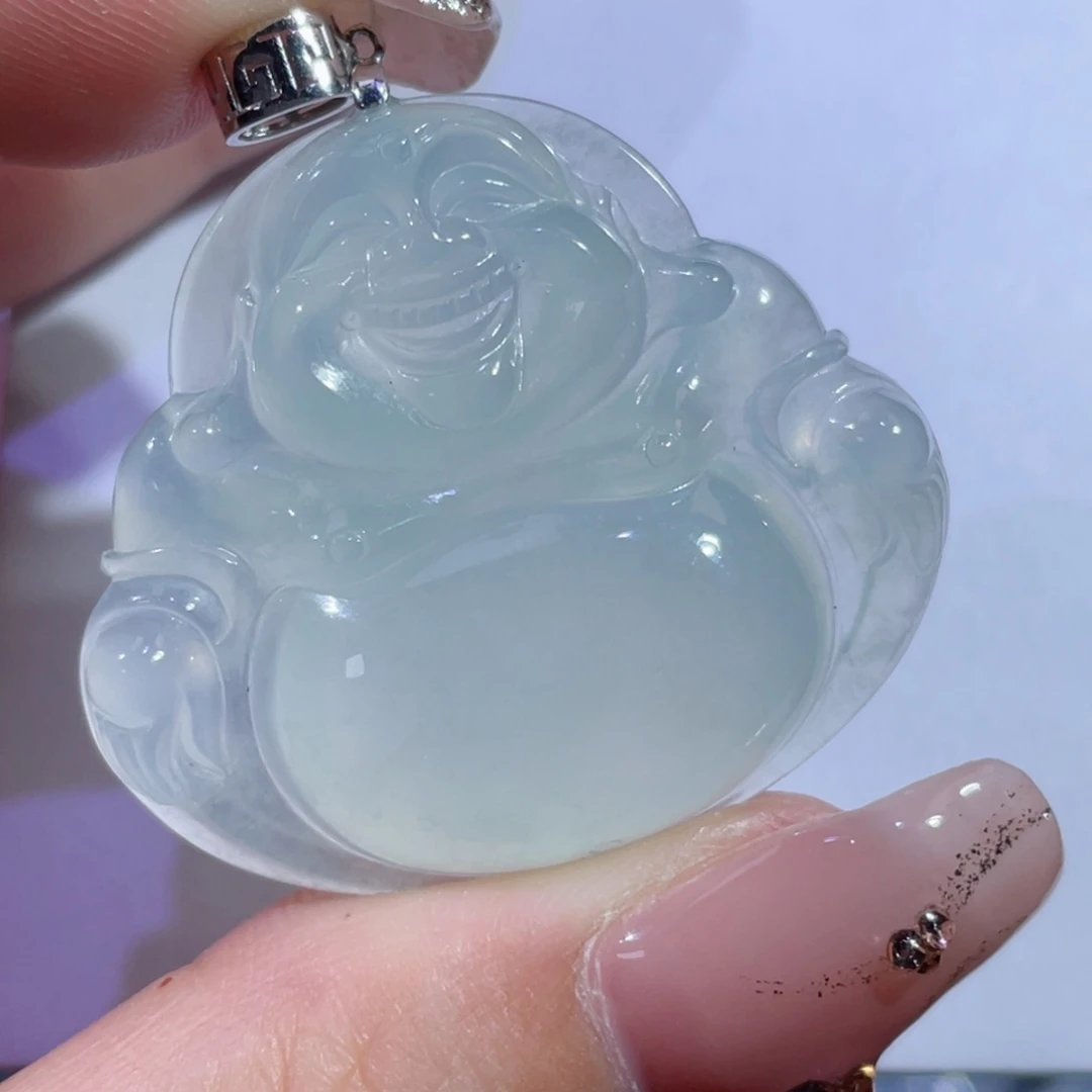 翡翠颈饰18K金镶嵌佛公