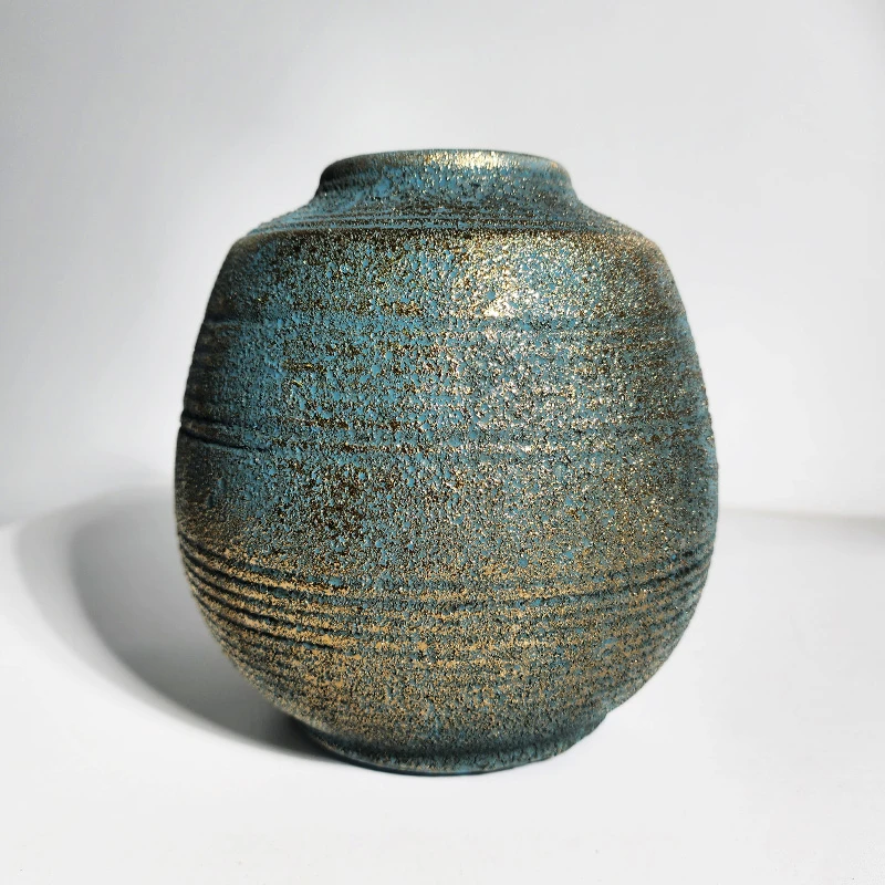 【高12.5cm】摩瑟DP【线圈缩颈圆瓶-小号】TC花瓶陶瓷花盆