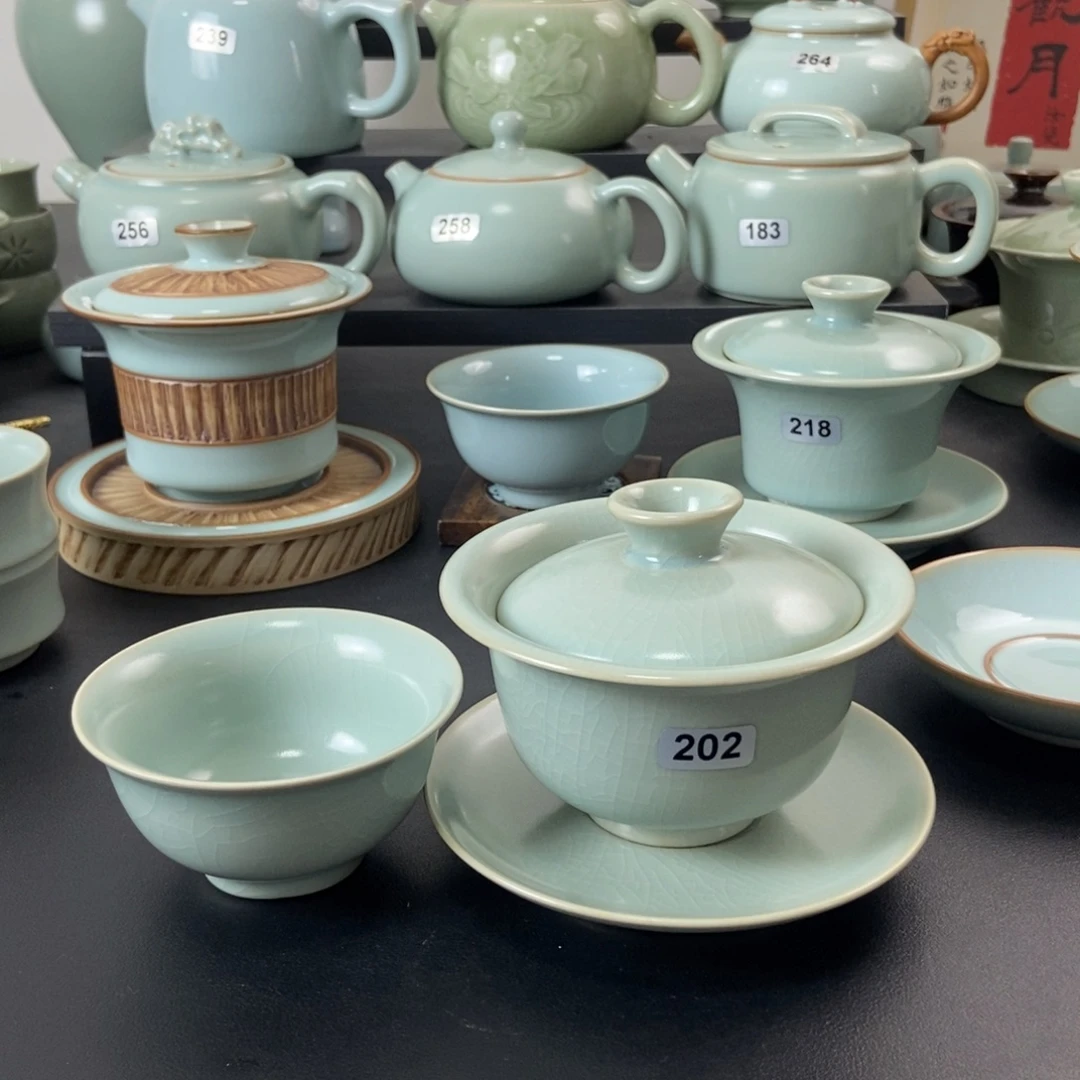 木***.二级品仿古盖碗和一级压手杯