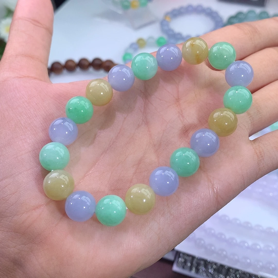翡翠未镶嵌手链多宝手串