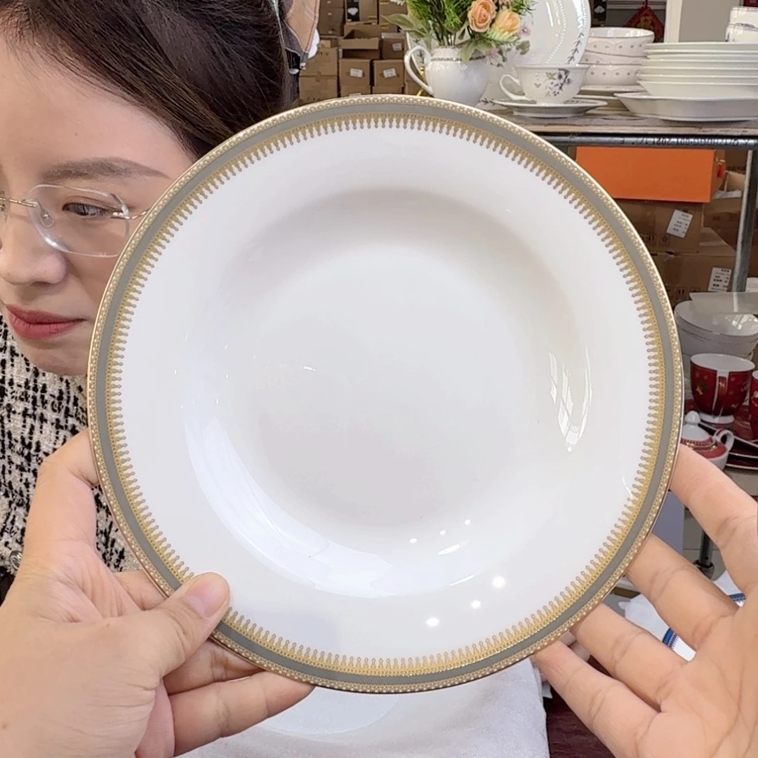 骨瓷高骨8英寸汤盘20*3.5cm一2个