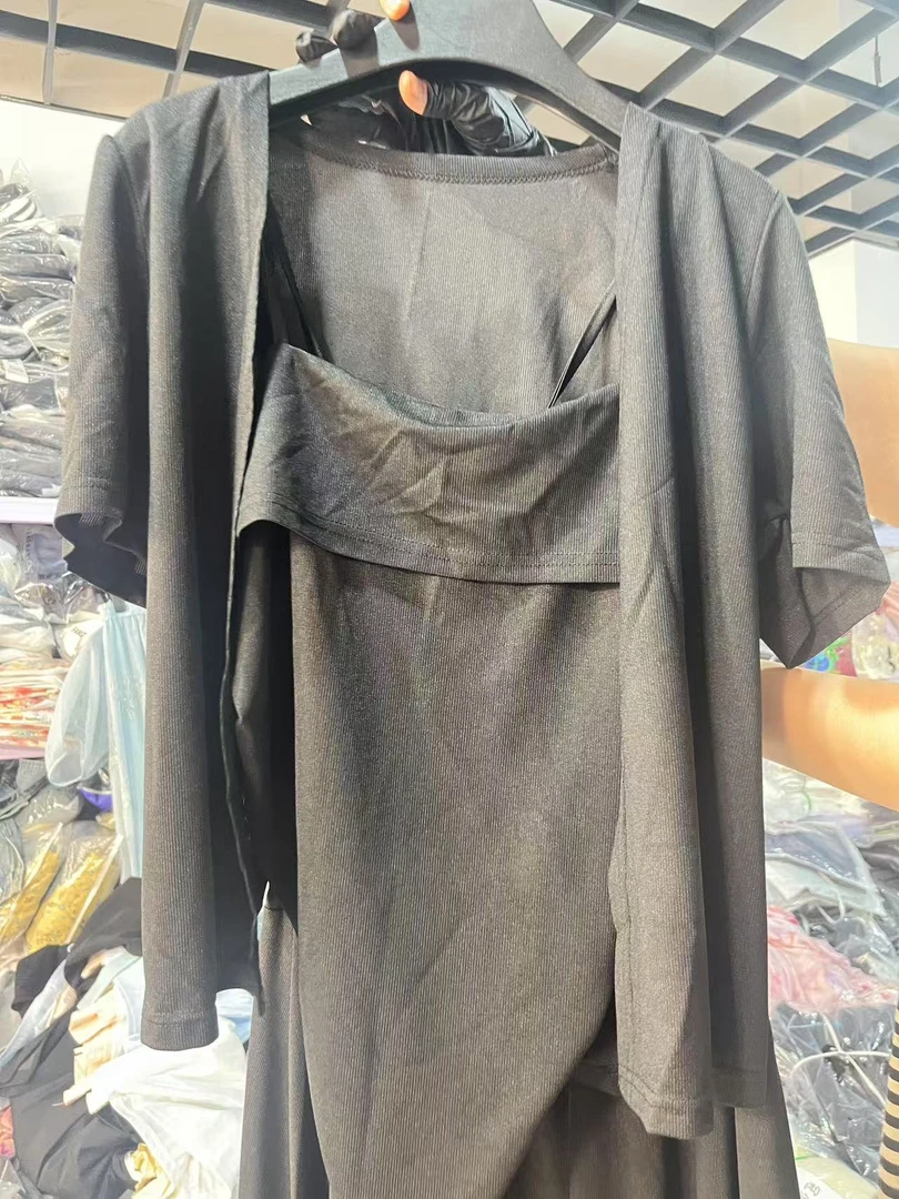 开衫半袖+纯欲辣妹抹胸吊带+半身裙三件套女装夏季-整套纯欲风