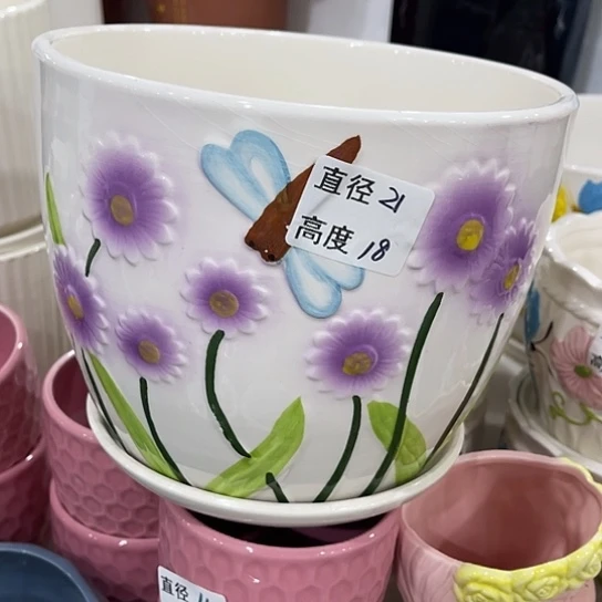多肉绿植陶瓷花盆9.9包邮，有孔