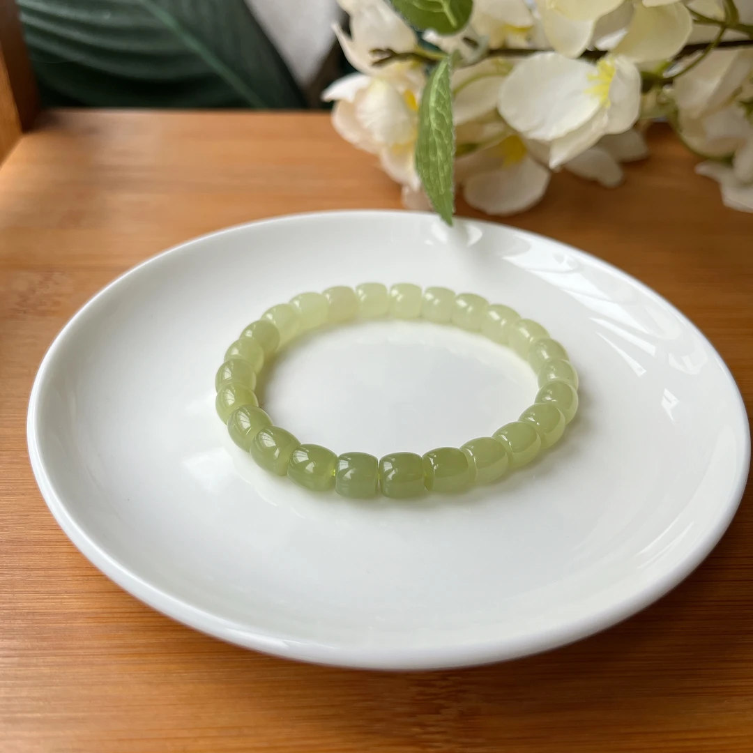 和田玉直切渐变单圈手串约7*8mm