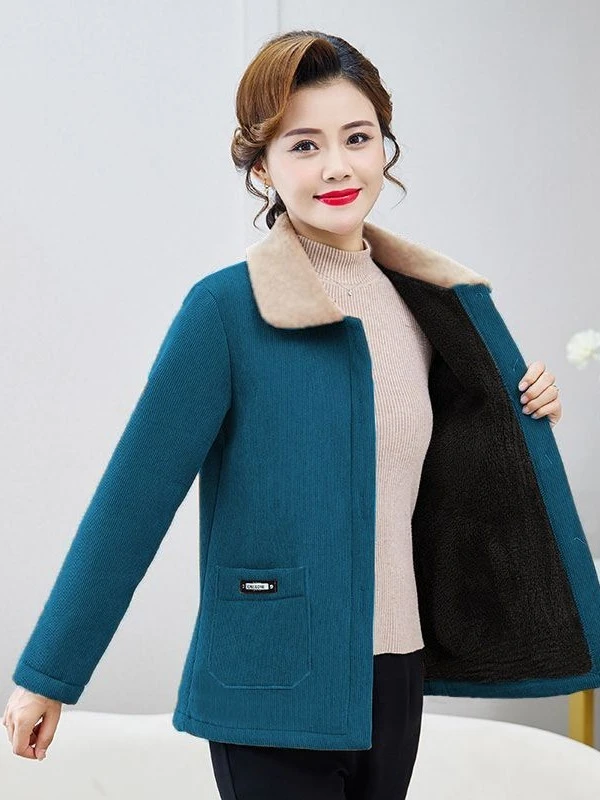 2025年春秋季时尚休闲洋气显瘦妈妈装短款加绒保暖毛呢母亲节夏装