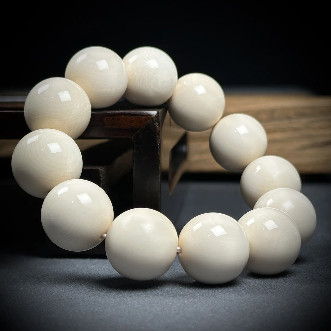 Q1682天然猛犸牙 圆珠单圈20mm支持鉴定 假一罚四