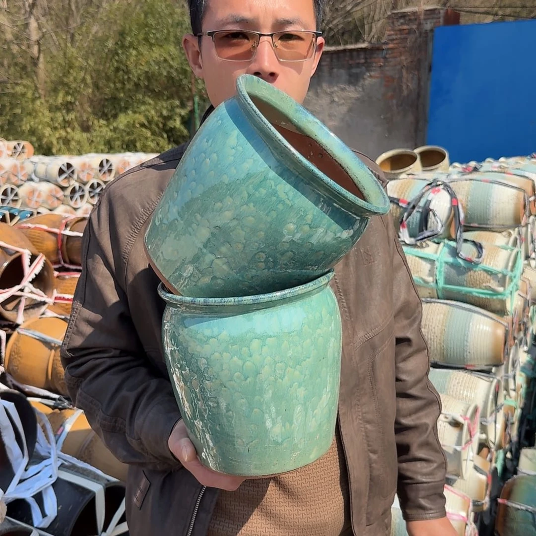紫砂花盆口20高20（两个绿雪花