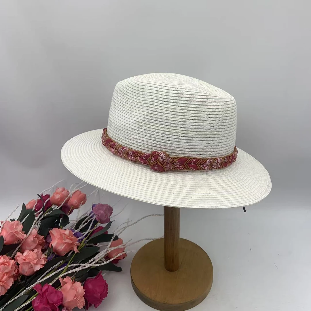 时尚复古简约纸草辫牛仔礼帽